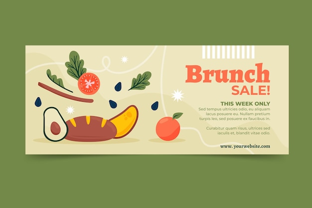 Flat design brunch sale banner