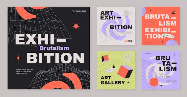 Free Vector flat design brutalism instagram post