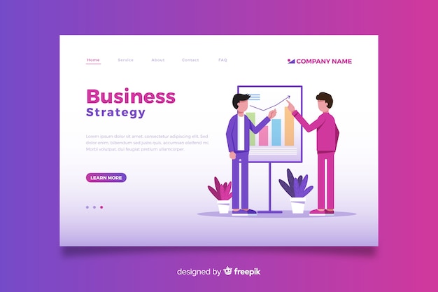 Flat design business approach landing page