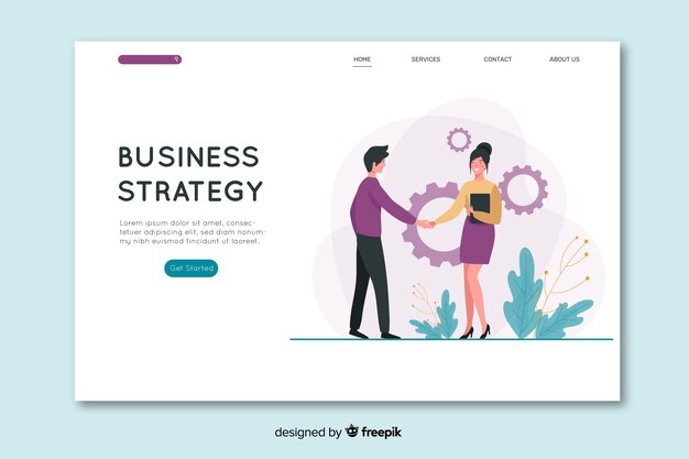 Flat design business landing page