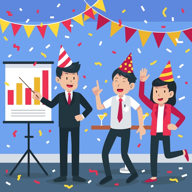 Flat design business party illustration