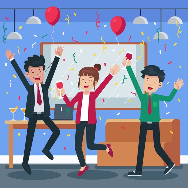 Flat design business party illustration