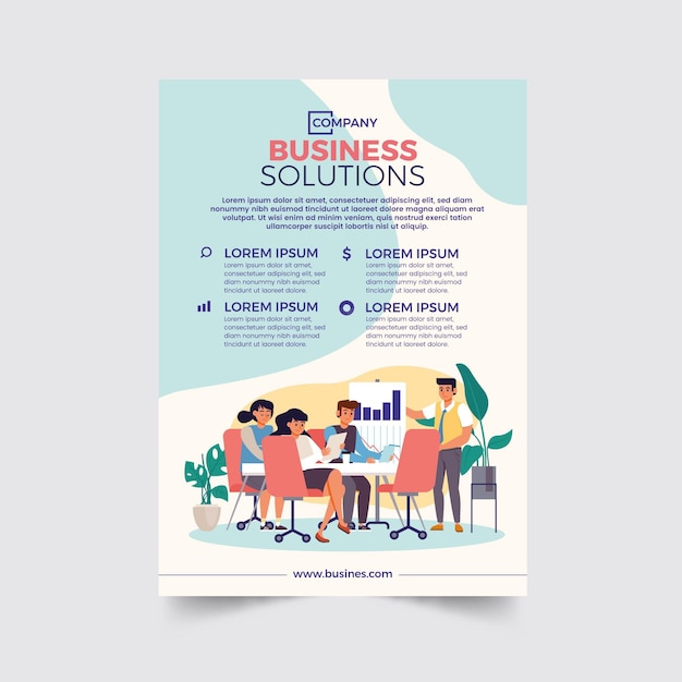 Flat design business people flyer template