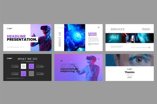 Flat design business presentation templates