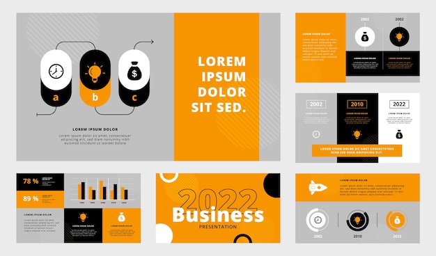 Flat design business presentation templates