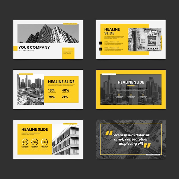 Flat design business presentation templates