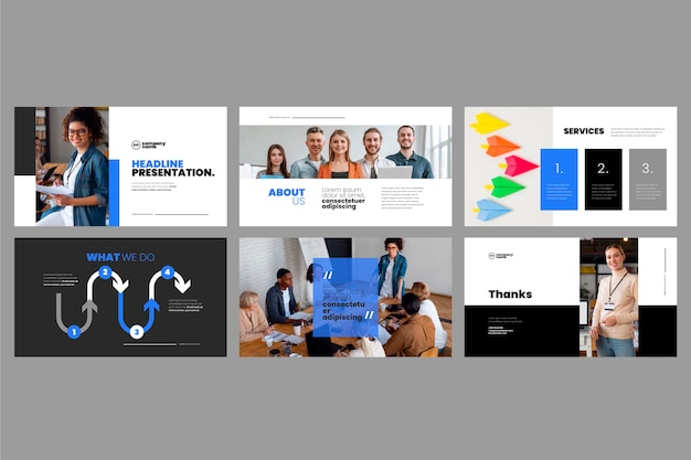 Flat design business presentation templates