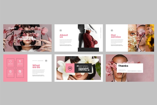 Flat design business presentation templates