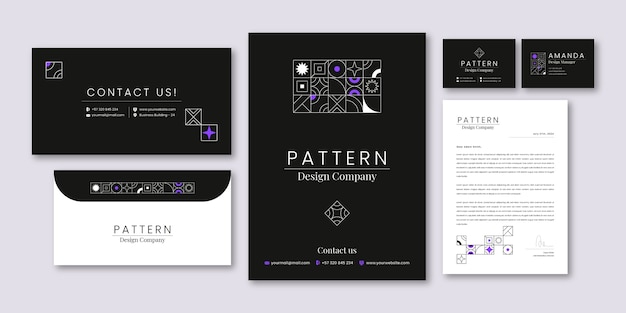 Free Vector flat design business stationery template