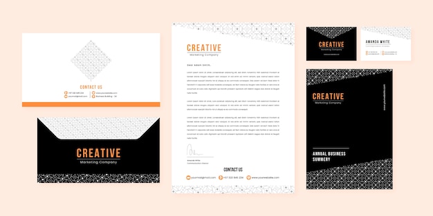 Free Vector flat design business stationery template