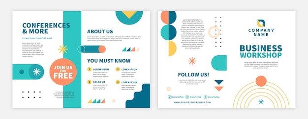 Flat design business workshop brochure template