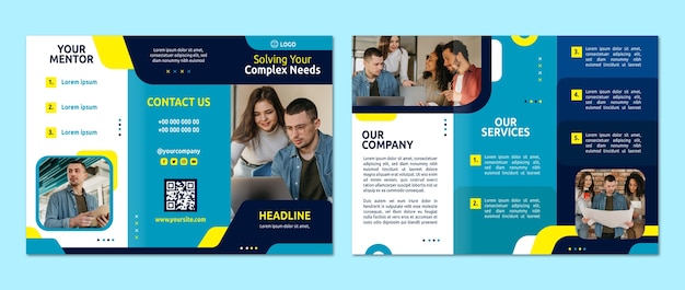 Flat design business workshop brochure template