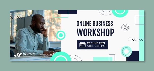 Flat design business workshop facebook cover template