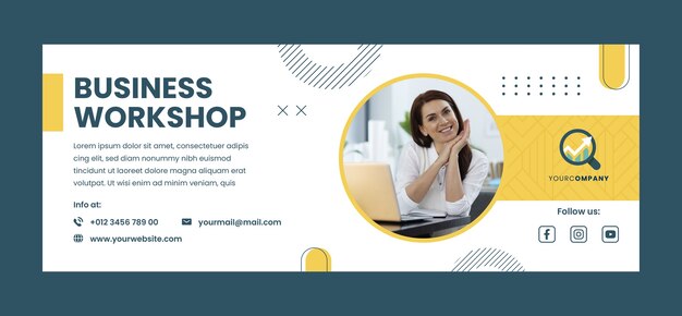 Flat design business workshop facebook cover