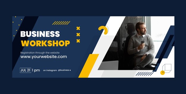 Flat design business workshop facebook cover