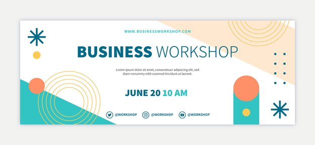 Flat design business workshop facebook cover