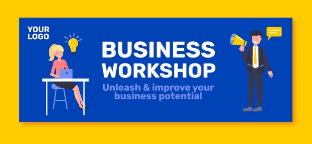 Flat design business workshop facebook cover