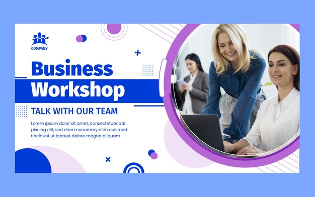 Flat design business workshop facebook template