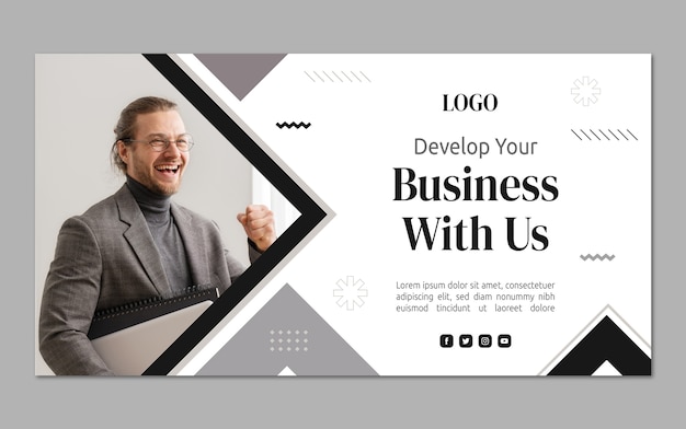 Flat design business workshop geometric facebook template