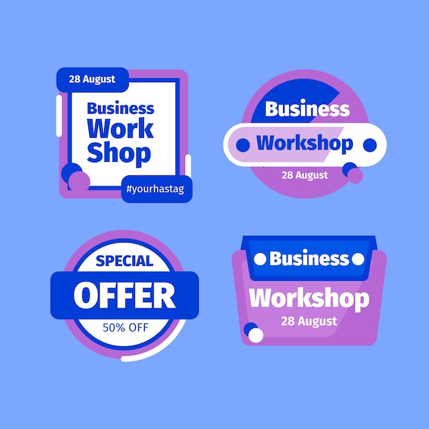 Free Vector flat design business workshop labels template