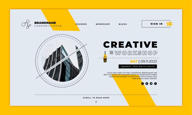 Flat design business workshop landing page