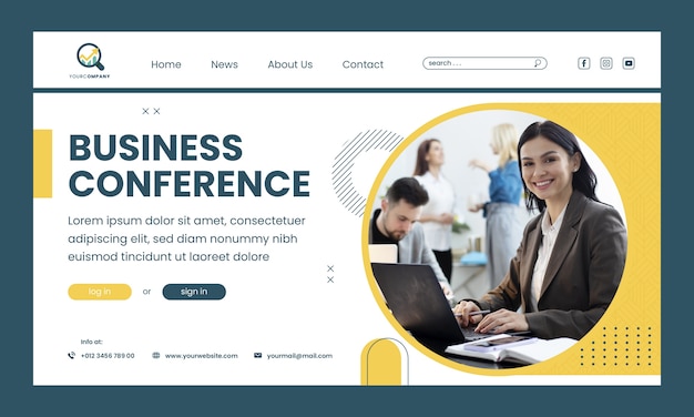 Flat design business workshop landing page