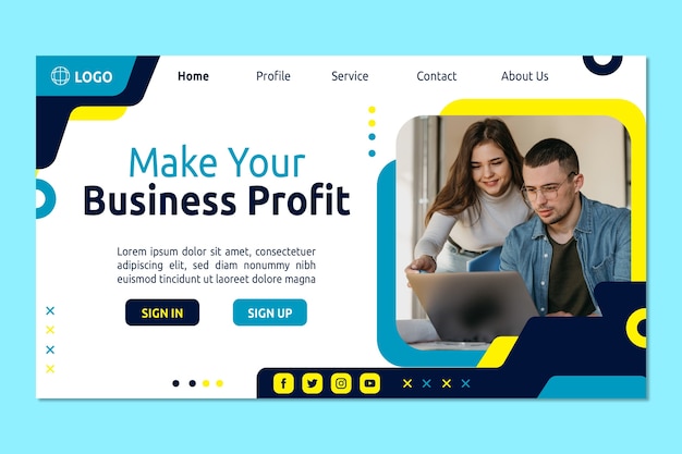 Flat design business workshop landing page