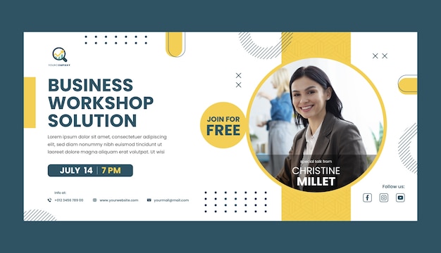 Flat design business workshop sale banner