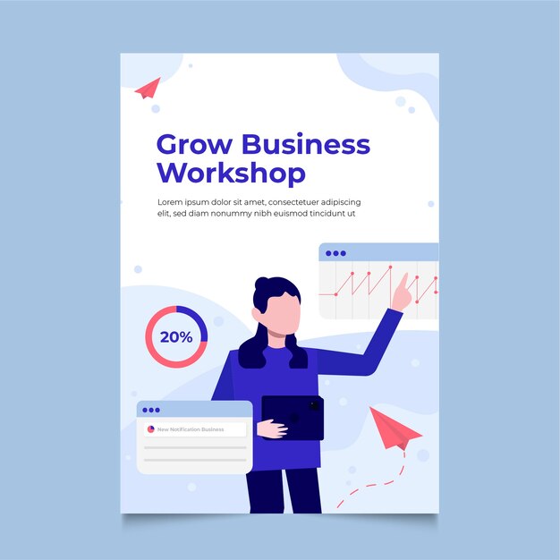 Flat design business workshop template design