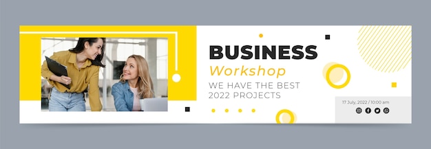 Flat design business workshop twitch banner template