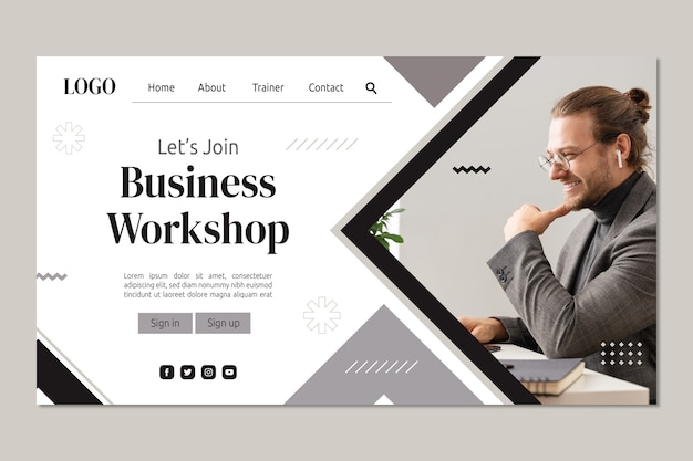 Flat design business workshop web template