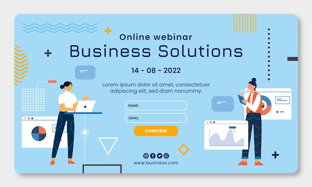 Flat design business workshop webinar template