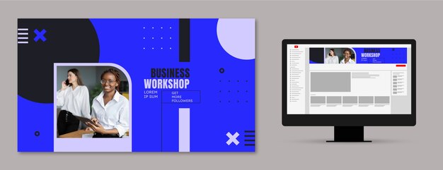 Flat design business workshop youtube channel art