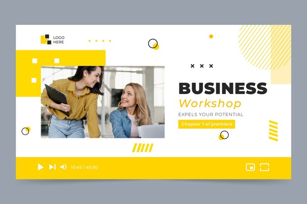 Flat design business workshop youtube thumbnail template