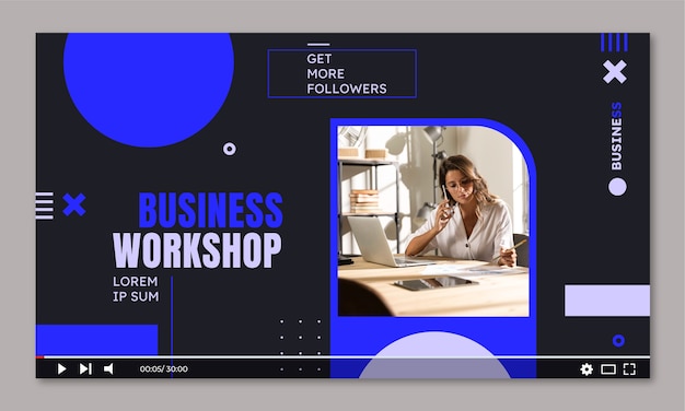 Flat design business workshop youtube thumbnail