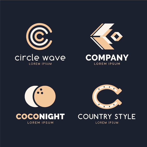 Flat design c logo collection