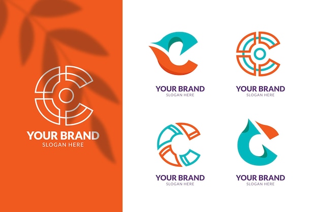 Flat design c logo template collection