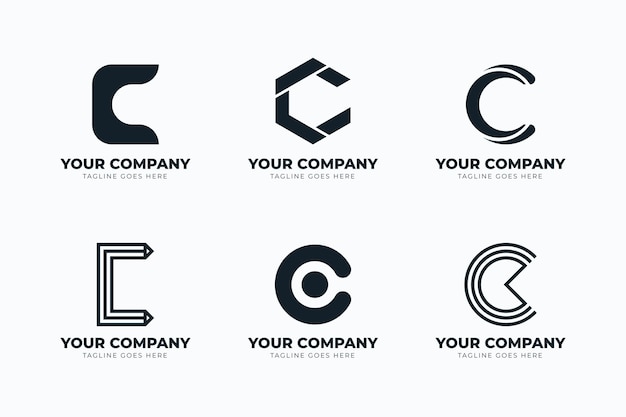 Flat design c logo template set