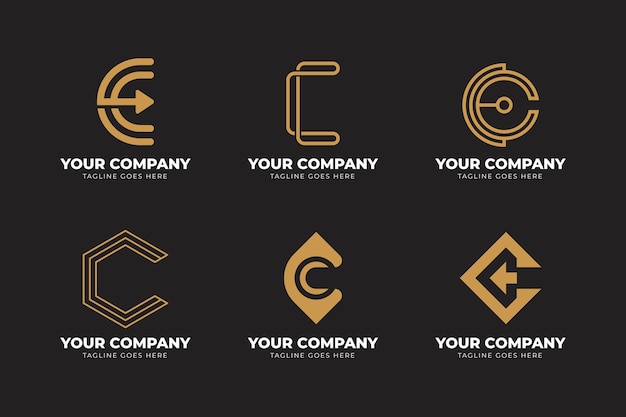 Free vector flat design c logo template set