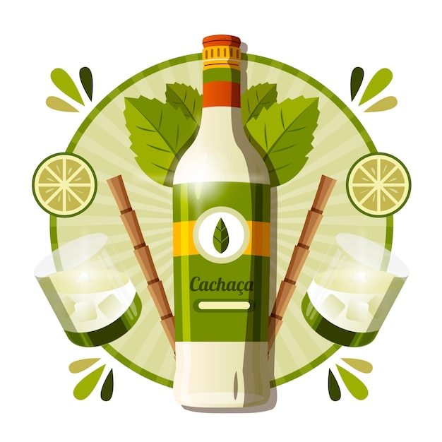 Flat design cachaça illustration