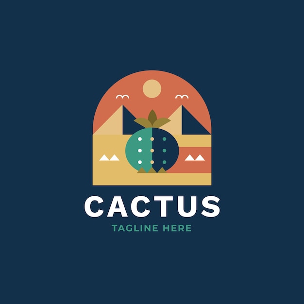 Free Vector flat design cactus logo template