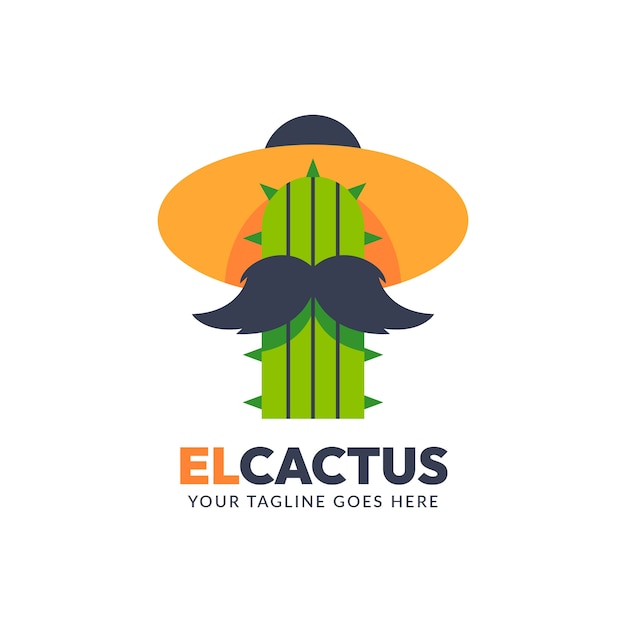 Free Vector flat design cactus logo template