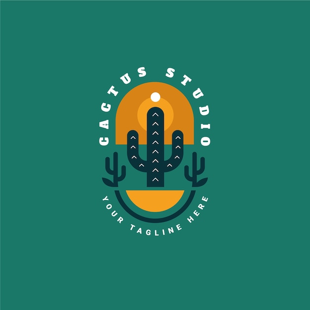 Free Vector flat design cactus logo template