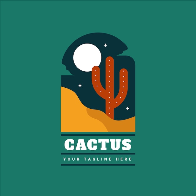 Free Vector flat design cactus logo template