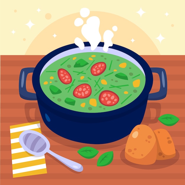 Free Vector flat design caldo verde illustration