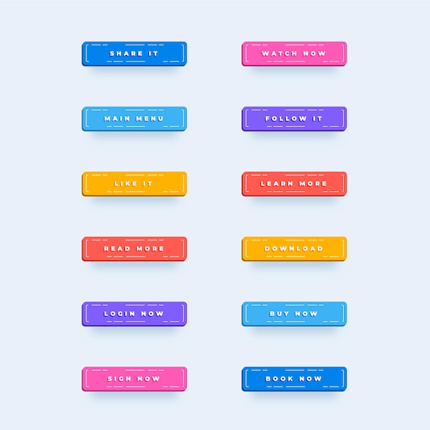 Flat design call to action button collection