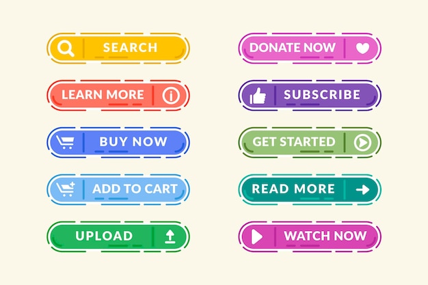 Flat design call to action button set