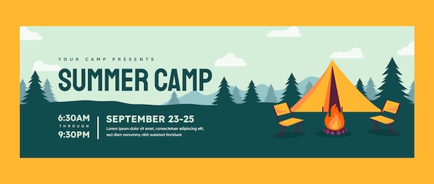 Flat design camping adventure twitter header