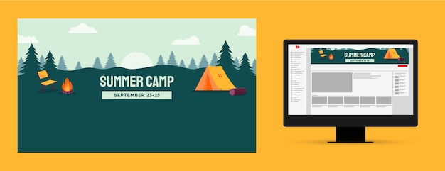 Flat design camping adventure  youtube channel art