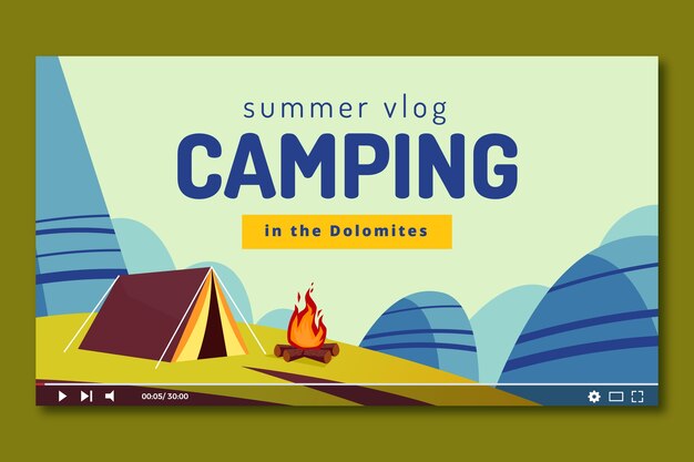 Free Vector flat design camping adventure youtube thumbnail